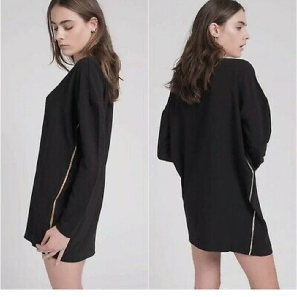 NWT One Teaspoon Sz Small Black Alchemy Chain Zipper Long Sleeve Mini Dress